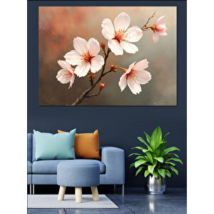 Pembe Kiraz Çiçekleri Dekoratif Kanvas - Mdf Ahşap Tablo 70x100 cm