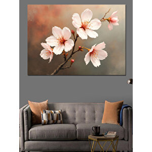Pembe Kiraz Çiçekleri Dekoratif Kanvas - Mdf Ahşap Tablo 70x100 cm