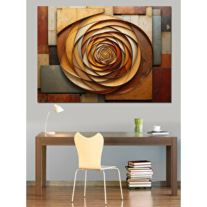 Altın Renkli Spiral Çiçek Dekoratif Kanvas - Mdf Ahşap Tablo 50x70 cm