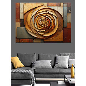 Altın Renkli Spiral Çiçek Dekoratif Kanvas - Mdf Ahşap Tablo 50x70 cm