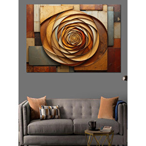 Altın Renkli Spiral Çiçek Dekoratif Kanvas - Mdf Ahşap Tablo