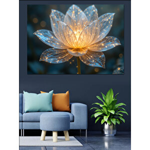Işıklı Kristal Lotus Çiçeği Dekoratif Kanvas - Mdf Ahşap Tablo 35x50 cm