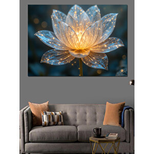 Işıklı Kristal Lotus Çiçeği Dekoratif Kanvas - Mdf Ahşap Tablo 100x140 cm