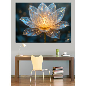 Işıklı Kristal Lotus Çiçeği Dekoratif Kanvas - Mdf Ahşap Tablo 100x140 cm