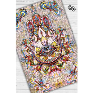 Fatmanın Eli Minimal Salon Halısı Etnik Desenli Halı Çok Renkli Oturma Odası Halısı 60x90 cm