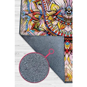 Fatmanın Eli Minimal Salon Halısı Etnik Desenli Halı Çok Renkli Oturma Odası Halısı 80x240 cm