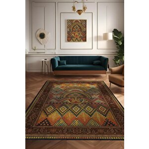 Art Deko Vintage Afrikalı Temalı Renkli Halı Etnik Afrikalı Kadın Geometrik Desenli Halı 80x120 cm