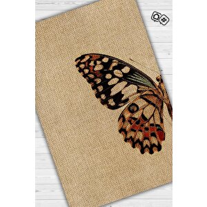 Kelebek Kanadı Dokuma Tabanlı Bej Renkli Sade Halı Hayvan Baskı Düz Renkli Mutfak Halısı 120x180 cm