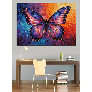 Soyut Renkli Mor Kelebek Dekoratif Kanvas - Mdf Ahşap Tablo