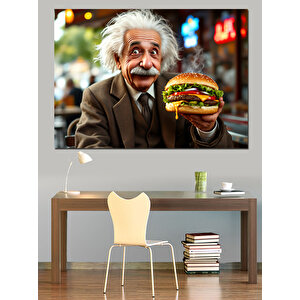 Hamburger Tutan Einstein Dekoratif Kanvas - Mdf Ahşap Tablo 100x140 cm