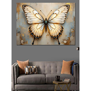 Beyaz Zarif Kelebek Detayı Dekoratif Kanvas - Mdf Ahşap Tablo