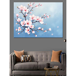 Pembe Kiraz Çiçekleri Dekoratif Kanvas - Mdf Ahşap Tablo 100x140 cm