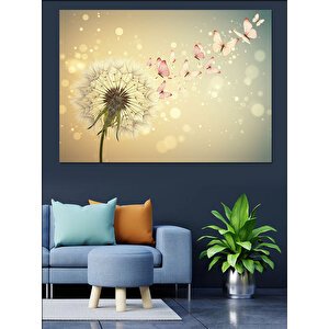 Uçuşan Papatya Ve Kelebek Dekoratif Kanvas - Mdf Ahşap Tablo 50x70 cm