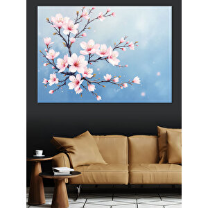 Pembe Kiraz Çiçekleri Dekoratif Kanvas - Mdf Ahşap Tablo 70x100 cm