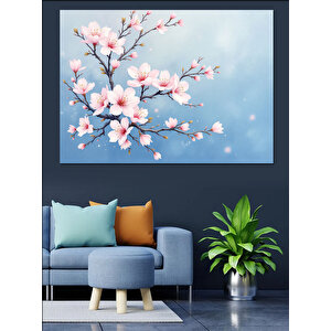 Pembe Kiraz Çiçekleri Dekoratif Kanvas - Mdf Ahşap Tablo 25x35 cm