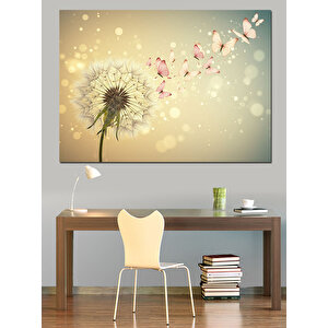 Uçuşan Papatya Ve Kelebek Dekoratif Kanvas - Mdf Ahşap Tablo 100x140 cm