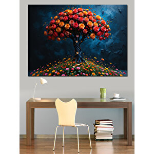 Çiçekli Masalsı Ağaç Dekoratif Kanvas - Mdf Ahşap Tablo 100x140 cm