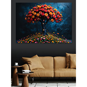 Çiçekli Masalsı Ağaç Dekoratif Kanvas - Mdf Ahşap Tablo 100x140 cm