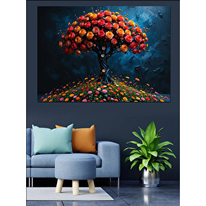 Çiçekli Masalsı Ağaç Dekoratif Kanvas - Mdf Ahşap Tablo