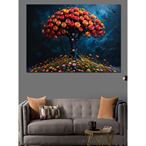 Çiçekli Masalsı Ağaç Dekoratif Kanvas - Mdf Ahşap Tablo