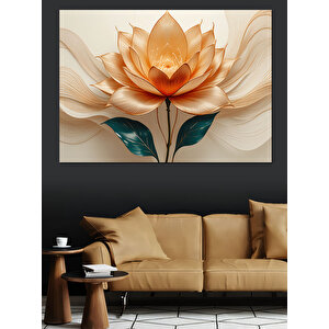 Işıklı Şeffaf Lotus Çiçeği Dekoratif Kanvas - Mdf Ahşap Tablo 100x140 cm