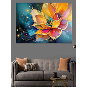 Soyut Lotus Çiçeği Dekoratif Kanvas - Mdf Ahşap Tablo 100x140 cm
