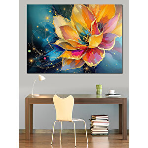 Soyut Lotus Çiçeği Dekoratif Kanvas - Mdf Ahşap Tablo 100x140 cm