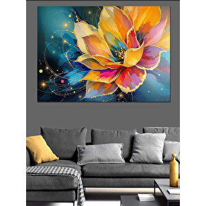 Soyut Lotus Çiçeği Dekoratif Kanvas - Mdf Ahşap Tablo 100x140 cm