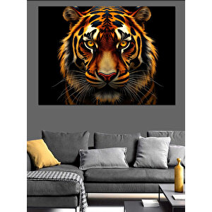 Kaplanın Keskin Bakışı Dekoratif Kanvas - Mdf Ahşap Tablo 70x100 cm