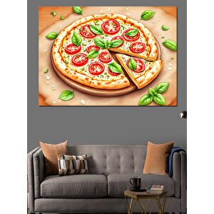 Taze Domatesli Pizza Dekoratif Kanvas - Mdf Ahşap Tablo 35x50 cm