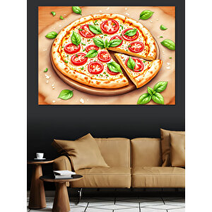Taze Domatesli Pizza Dekoratif Kanvas - Mdf Ahşap Tablo