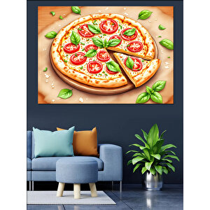Taze Domatesli Pizza Dekoratif Kanvas - Mdf Ahşap Tablo