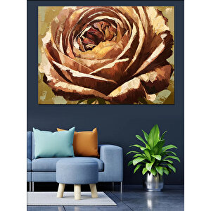 Altın Renkli Gül Çiçeği Dekoratif Kanvas - Mdf Ahşap Tablo 25x35 cm