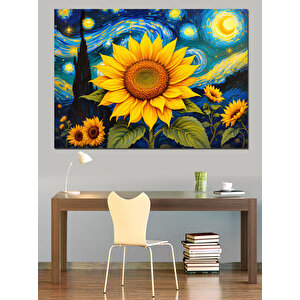 Güneş Çiçekleri Ve Gökyüzü Dekoratif Kanvas - Mdf Ahşap Tablo 50x70 cm