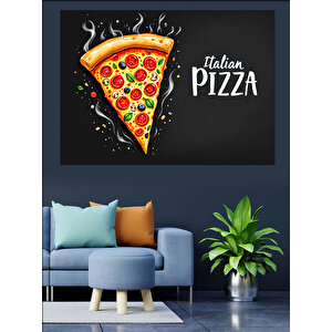 İtalyan Lezzetli Pizza İllüstrasyonu Dekoratif Kanvas - Mdf Ahşap Tablo 35x50 cm