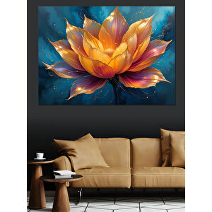 Renkli Işıltılı Lotus Çiçeği Dekoratif Kanvas - Mdf Ahşap Tablo 100x140 cm