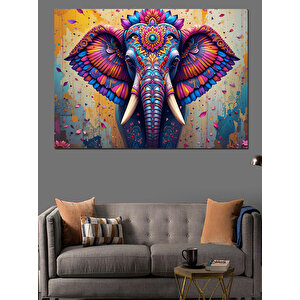 Renkli Soyut Fildişi Portresi Dekoratif Kanvas - Mdf Ahşap Tablo