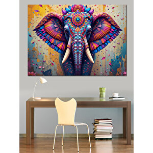 Renkli Soyut Fildişi Portresi Dekoratif Kanvas - Mdf Ahşap Tablo 100x140 cm