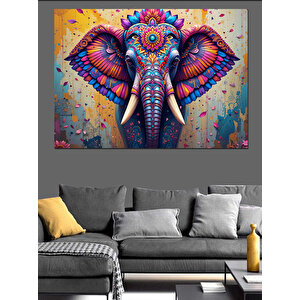 Renkli Soyut Fildişi Portresi Dekoratif Kanvas - Mdf Ahşap Tablo 100x140 cm