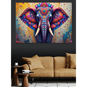 Renkli Soyut Fildişi Portresi Dekoratif Kanvas - Mdf Ahşap Tablo 100x140 cm