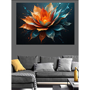 Turuncu Lotus Çiçeği Tablosu Dekoratif Kanvas - Mdf Ahşap Tablo 50x70 cm