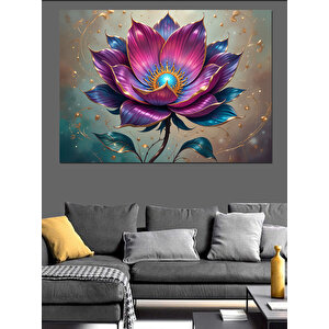 Parlak Lotus Çiçeği Dekoratif Kanvas - Mdf Ahşap Tablo 100x140 cm