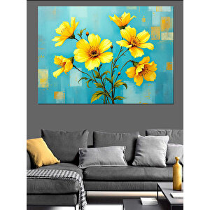Sarı Çiçek Tablosu Dekoratif Kanvas - Mdf Ahşap Tablo 100x140 cm