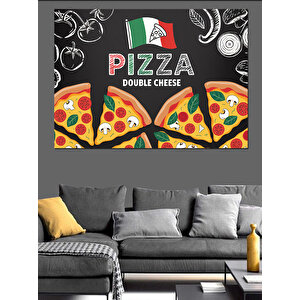 Pizza Reklamı Renkli Afiş Dekoratif Kanvas - Mdf Ahşap Tablo 100x140 cm