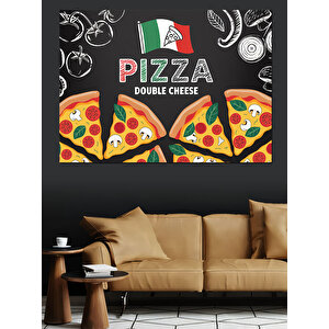 Pizza Reklamı Renkli Afiş Dekoratif Kanvas - Mdf Ahşap Tablo 100x140 cm
