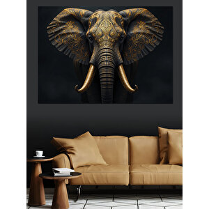 Karanlıkta Güçlü Fil Portresi Dekoratif Kanvas - Mdf Ahşap Tablo