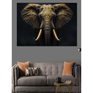 Karanlıkta Güçlü Fil Portresi Dekoratif Kanvas - Mdf Ahşap Tablo 50x70 cm