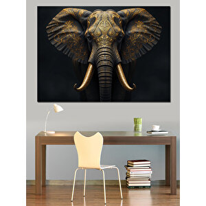 Karanlıkta Güçlü Fil Portresi Dekoratif Kanvas - Mdf Ahşap Tablo 50x70 cm
