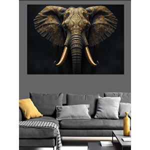 Karanlıkta Güçlü Fil Portresi Dekoratif Kanvas - Mdf Ahşap Tablo 50x70 cm
