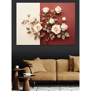 Altın Sarısı Çiçek Dalları Dekoratif Kanvas - Mdf Ahşap Tablo 50x70 cm